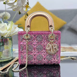 CRYSTAL LADY DIOR BAG 17 IN PINK CALFSKIN TP3 Amelia