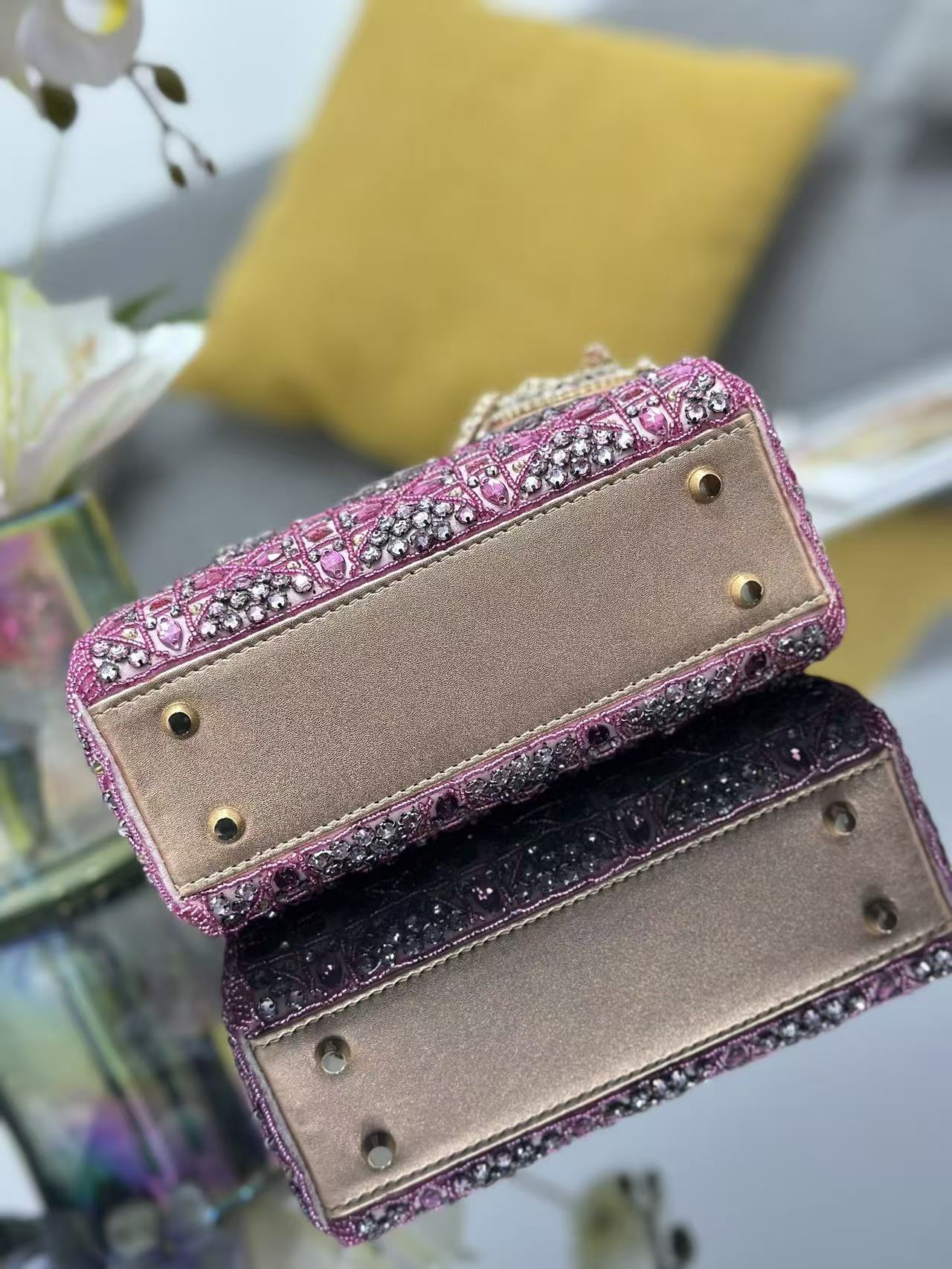 CRYSTAL LADY DIOR BAG 17 IN PINK CALFSKIN TP3 Amelia