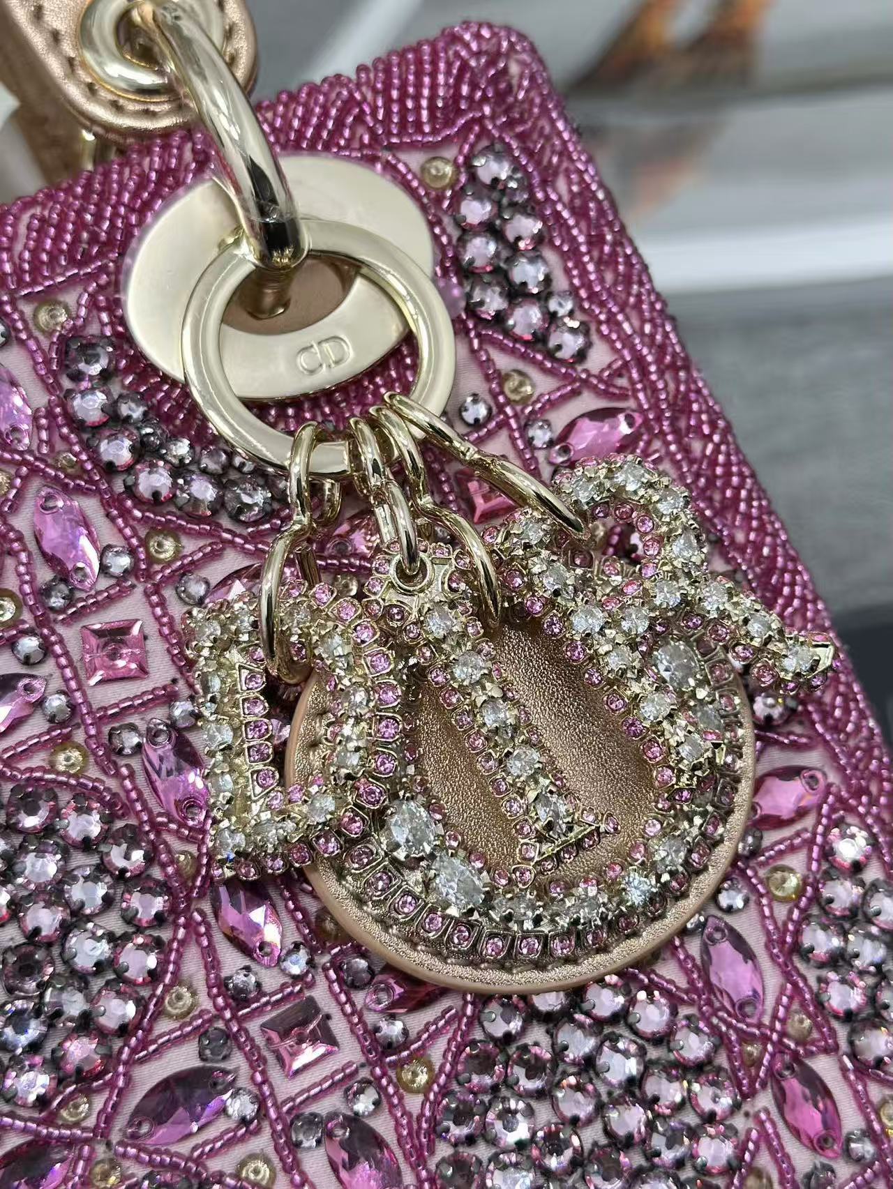CRYSTAL LADY DIOR BAG 17 IN PINK CALFSKIN TP3 Amelia