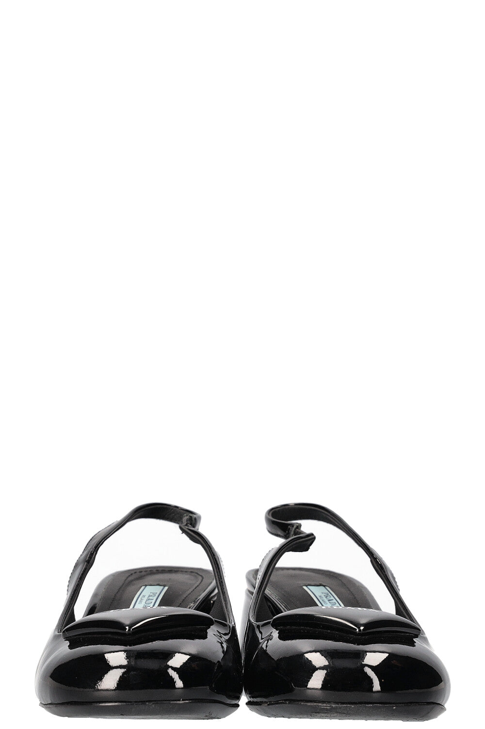 PRADA Logo Slingbacks Patent Black
