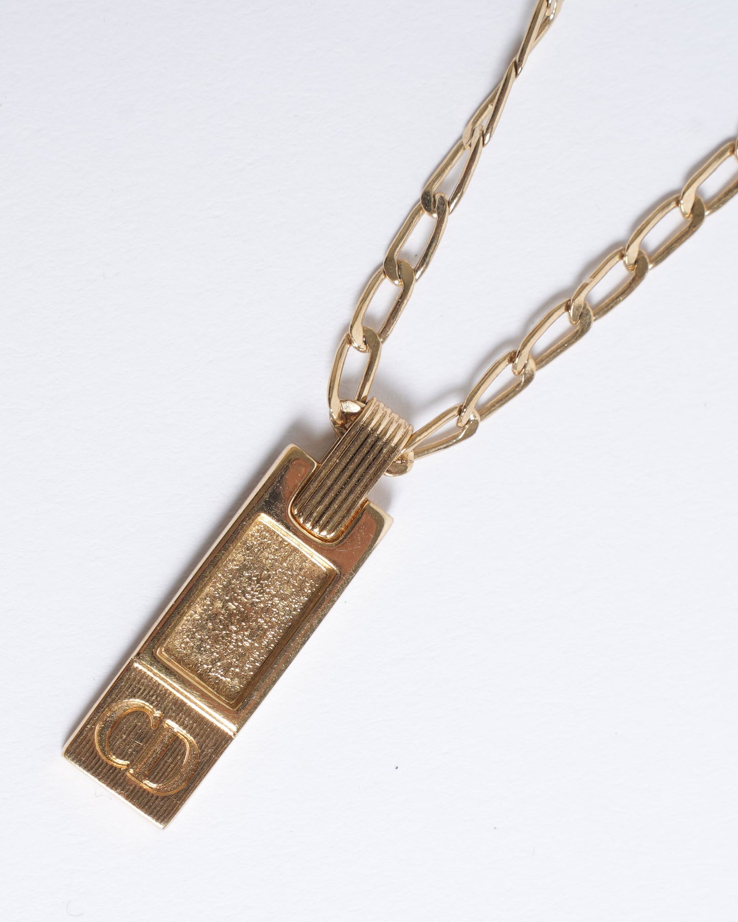 Christian Dior Gold Plated Rectangular Pendant Made In Germany