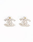 Chanel cc silver studded earrings
