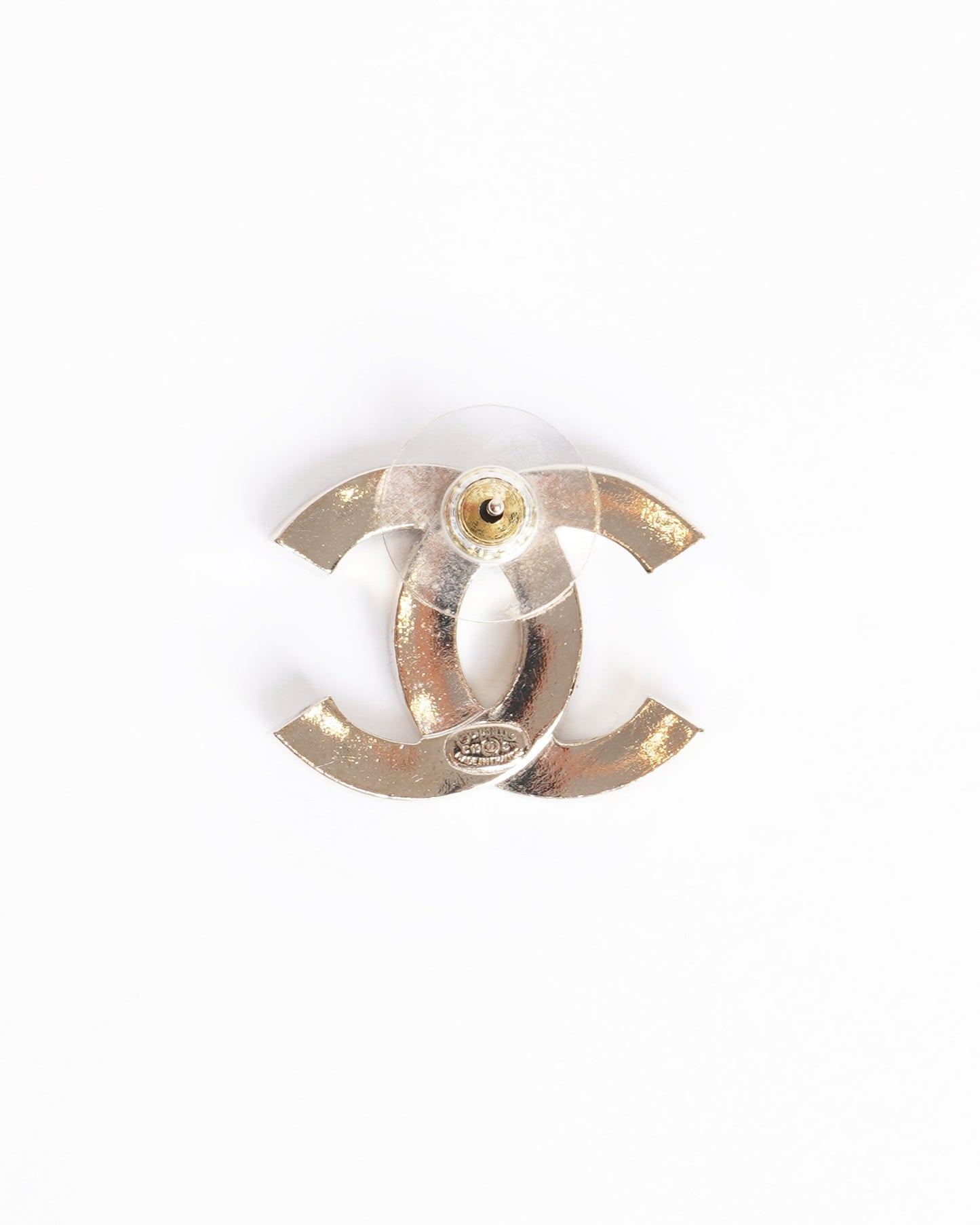 Chanel cc silver studded earrings