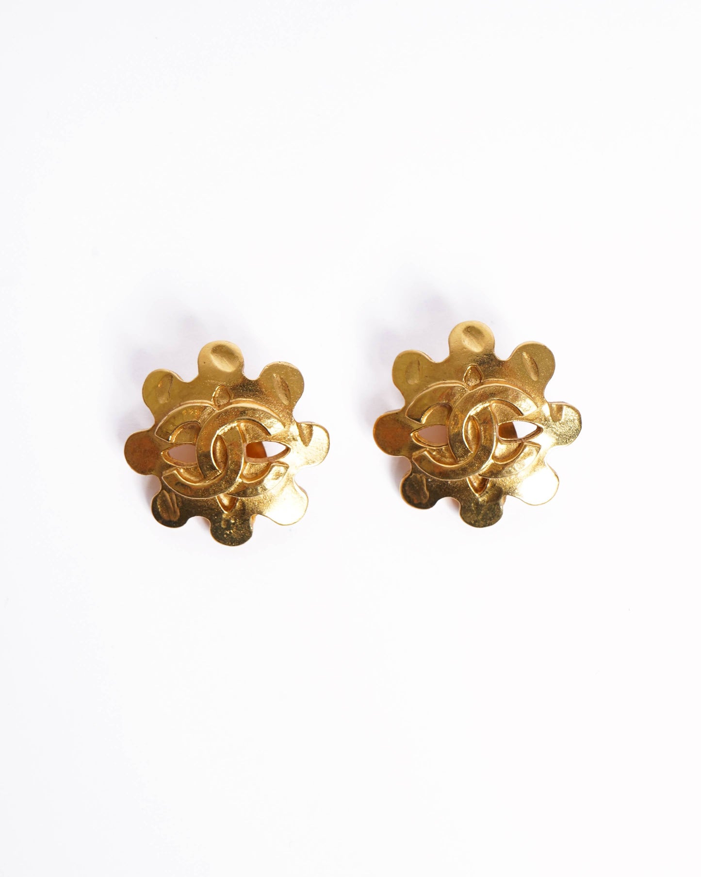 Chanel 1991 Gold Plated CC Earring  Made In France
