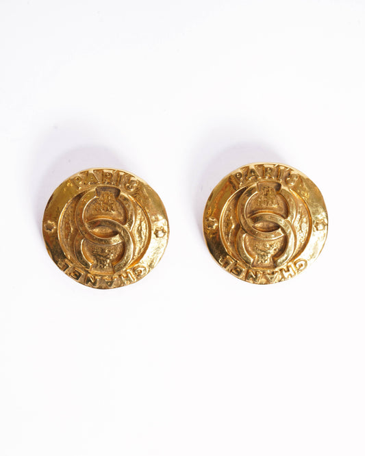 Chanel 1990's Gold Plated Earrings Made In France