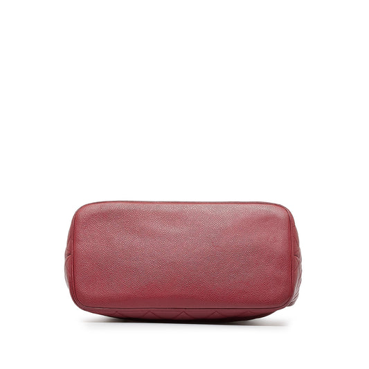 Red Chanel Caviar Medallion Tote
