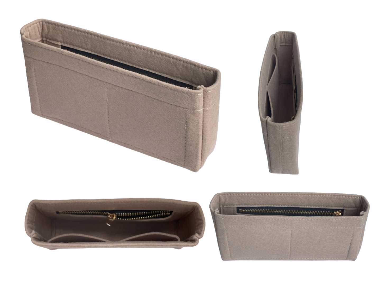 [Small Classic Flap Organizer] Felt Purse Insert (Slim with Zipper), Customized Bag Organizer, Liner Protector