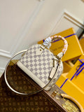 N45294 ALMA BB BAG Damier Azur WHITE WITH PINK N41221