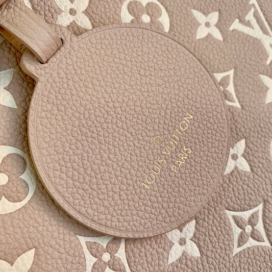 ONTHEGO MM BAG M46128 MONOGRAM EMPREINTE TOTE BAG Beige/Pink/Yellow