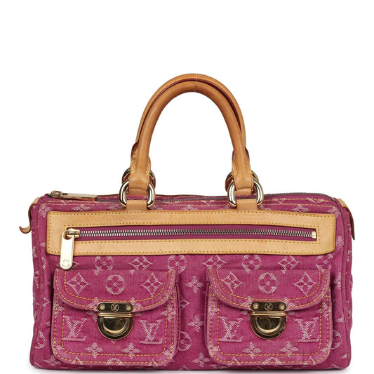 Louis Vuitton Neo Speedy Pink Denim Monogram Gold Hardware