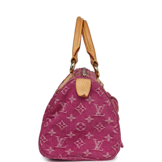 Louis Vuitton Neo Speedy Pink Denim Monogram Gold Hardware