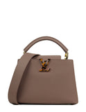 Louis Vuitton NEW Taupe Grey Leather Tortoise Capucines BB Bag