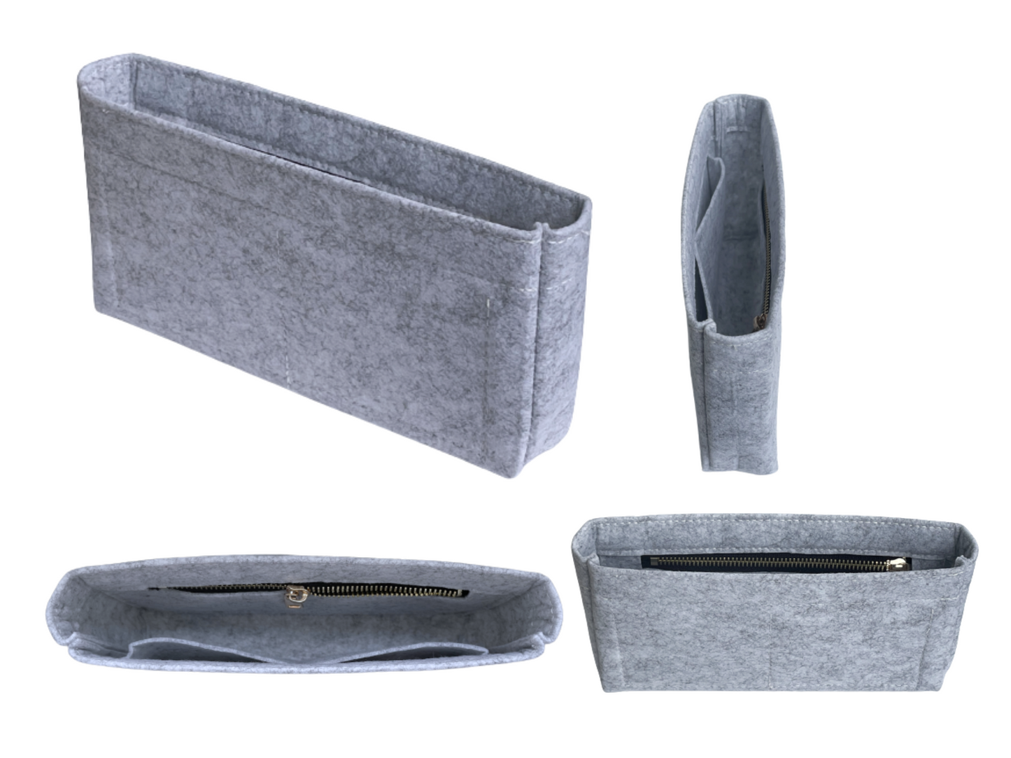 [19 Handbag Organizer] Felt Purse Insert (Slim with Zipper), Customized Bag Organizer, Liner Protector