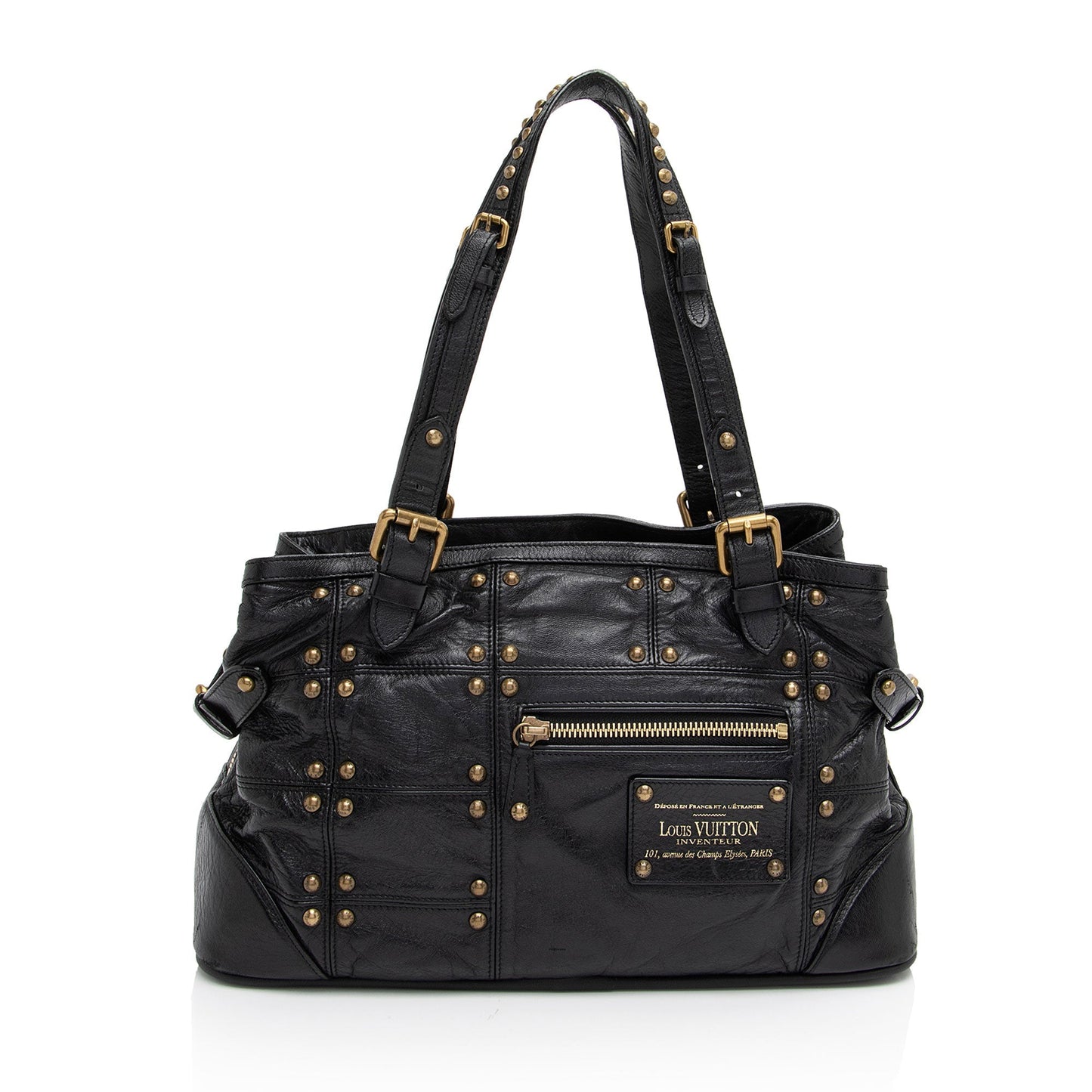 Louis Vuitton Limited Edition Lambskin Riveting Satchel (SHF-qoeOQg)