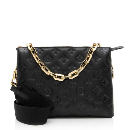 Louis Vuitton Monogram Embossed Lambskin Coussin PM Shoulder Bag (SHF-Y5gEUo)