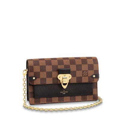 LU VI -  DAMIER EBENE VAVIN CHAIN WALLET ON CHAIN