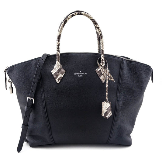 Louis Vuitton Black Veau Cachemire Python Soft Lockit MM