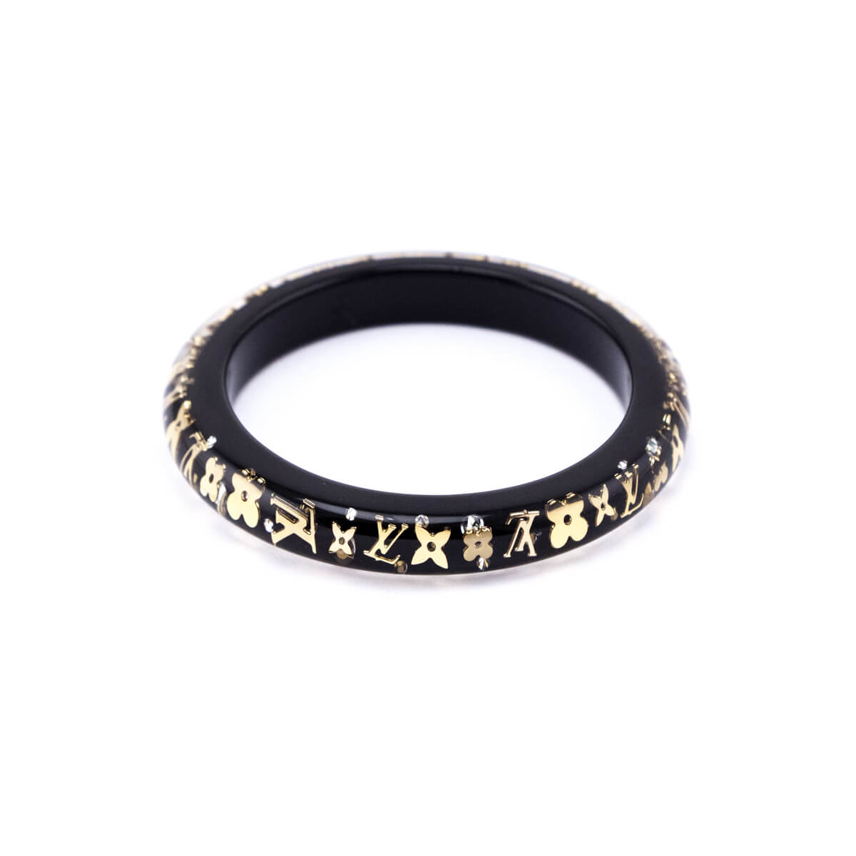 Louis Vuitton Black & Gold Resin Inclusion PM Bangle