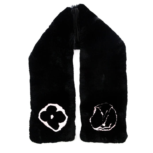 Louis Vuitton Black & Pink Rabbit Logo Scarf