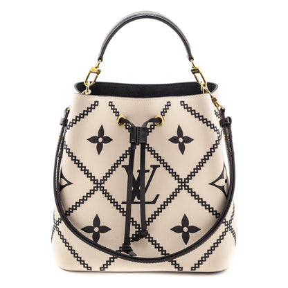 Louis Vuitton Cream & Black Empreinte Monogram Giant Broderies NeoNoe MM