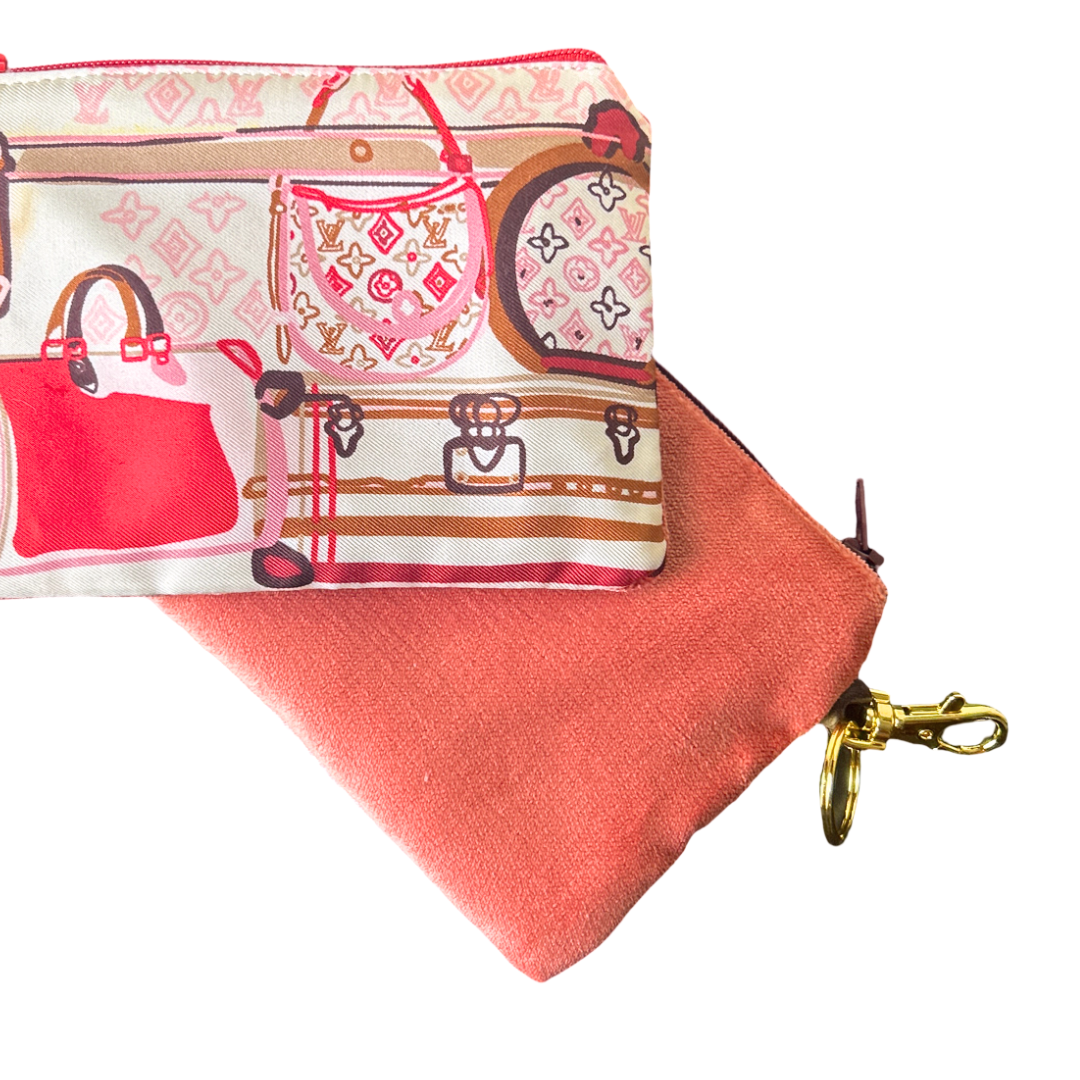 LV Malle Monogram   Silk Scarf Coffee Run Keychain Bag
