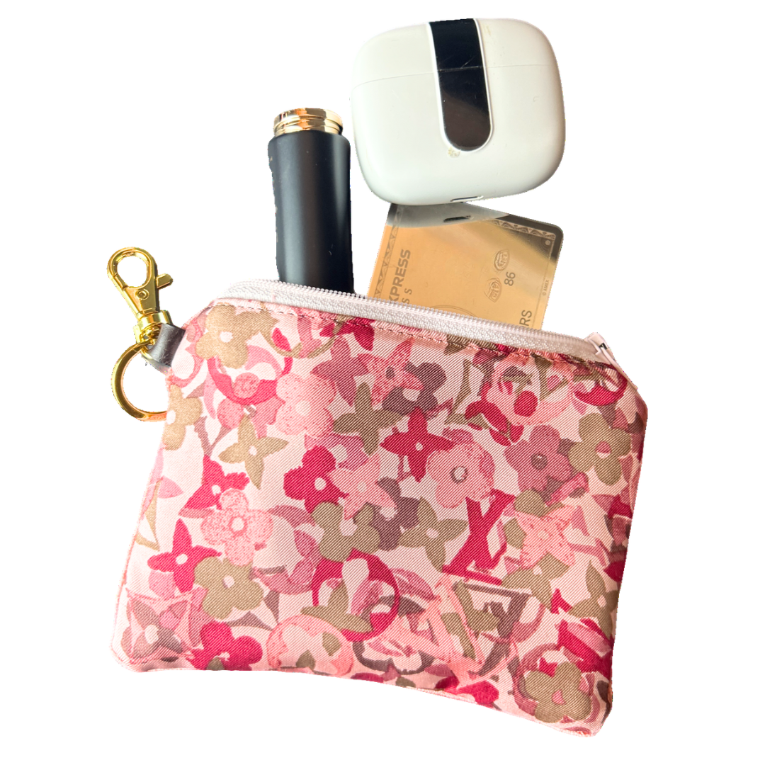 LV Tumbled Monogram   Silk Scarf Coffee Run Keychain Bag