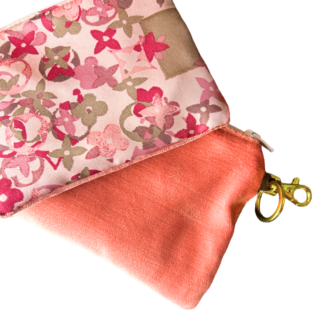LV Tumbled Monogram   Silk Scarf Coffee Run Keychain Bag