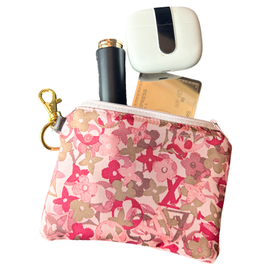LV Tumbled Monogram   Silk Scarf Coffee Run Keychain Bag
