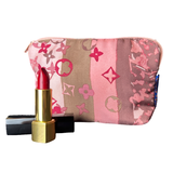 LV Tumbled Monogram   Silk Scarf Beauty Bag