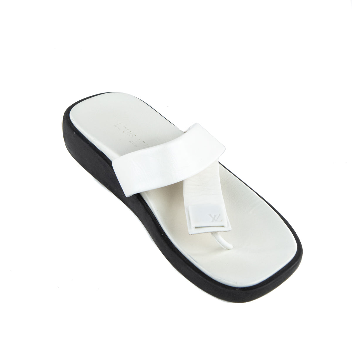 Louis Vuitton White Leather Slide Sandals Size US 7.5 | EU 37.5