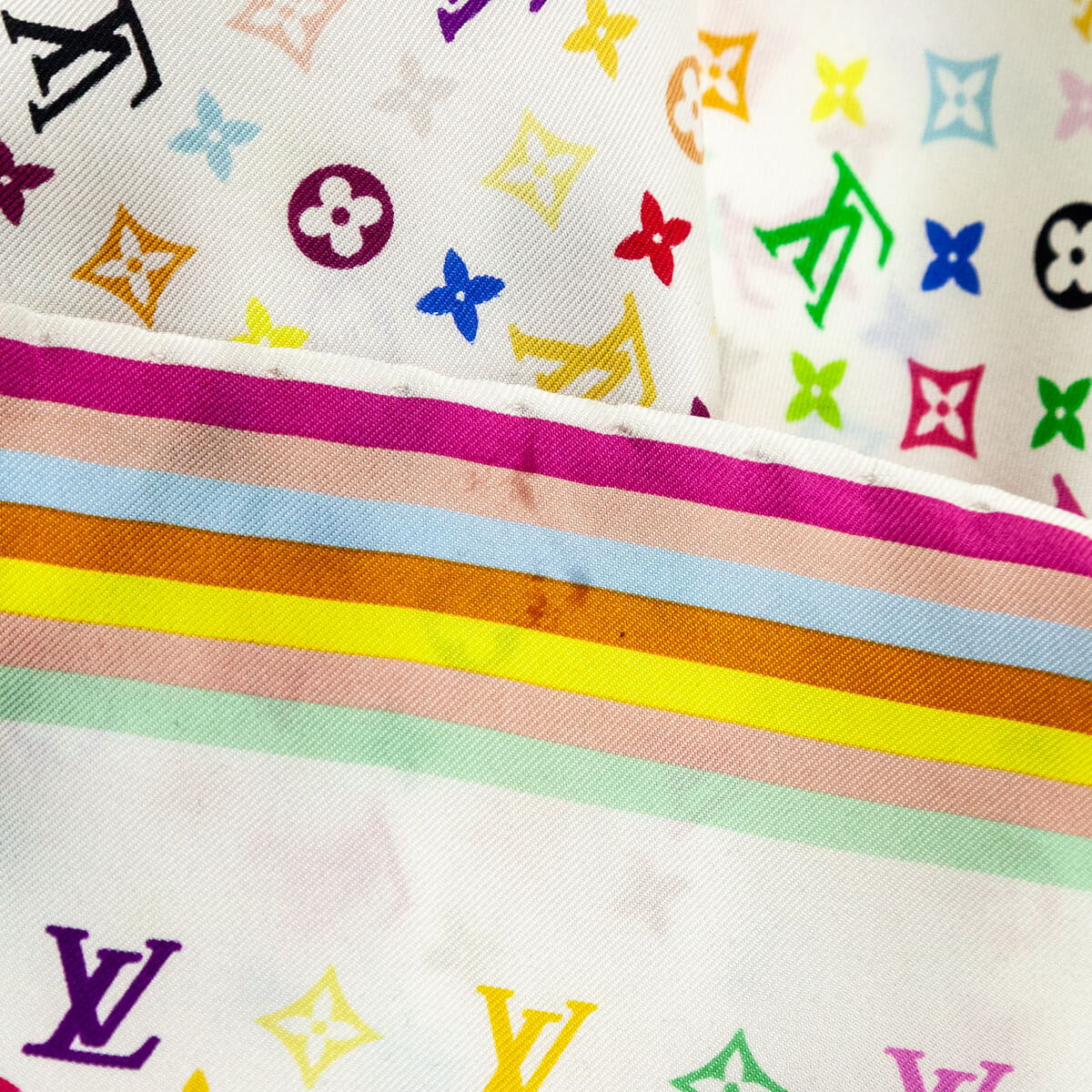 Louis Vuitton White Monogram Multicolor Silk Scarf