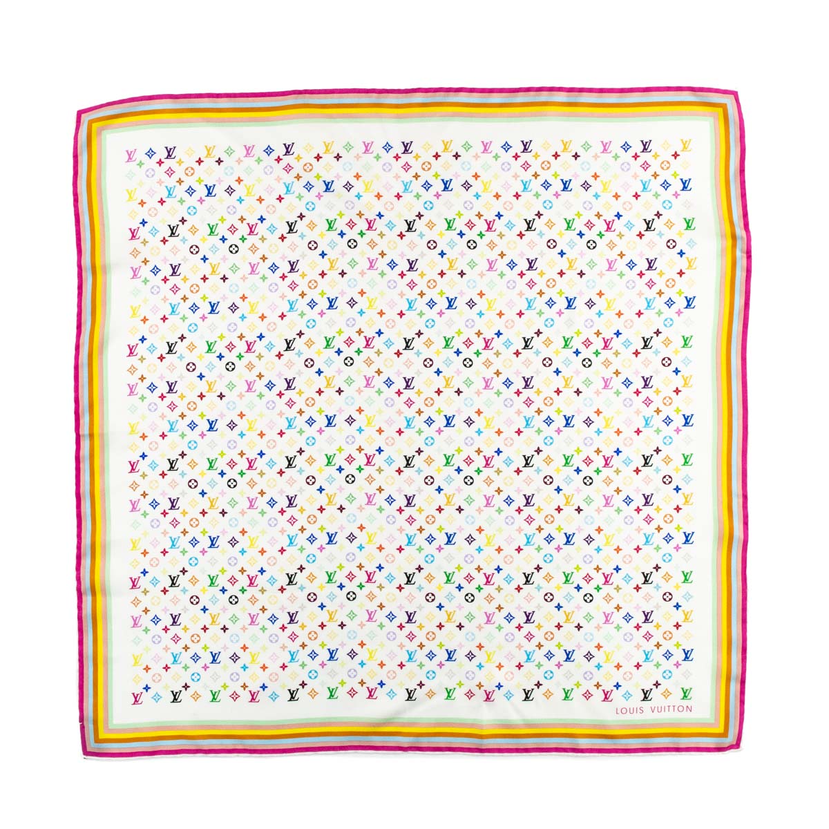 Louis Vuitton White Monogram Multicolor Silk Scarf