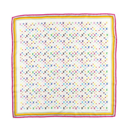Louis Vuitton White Monogram Multicolor Silk Scarf