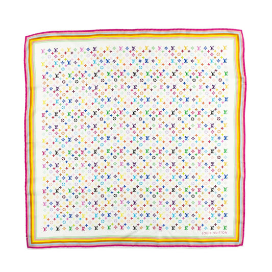 Louis Vuitton White Monogram Multicolor Silk Scarf