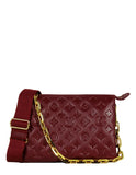 Louis Vuitton Wine Lambskin Leather Embossed Monogram Coussin PM Bag