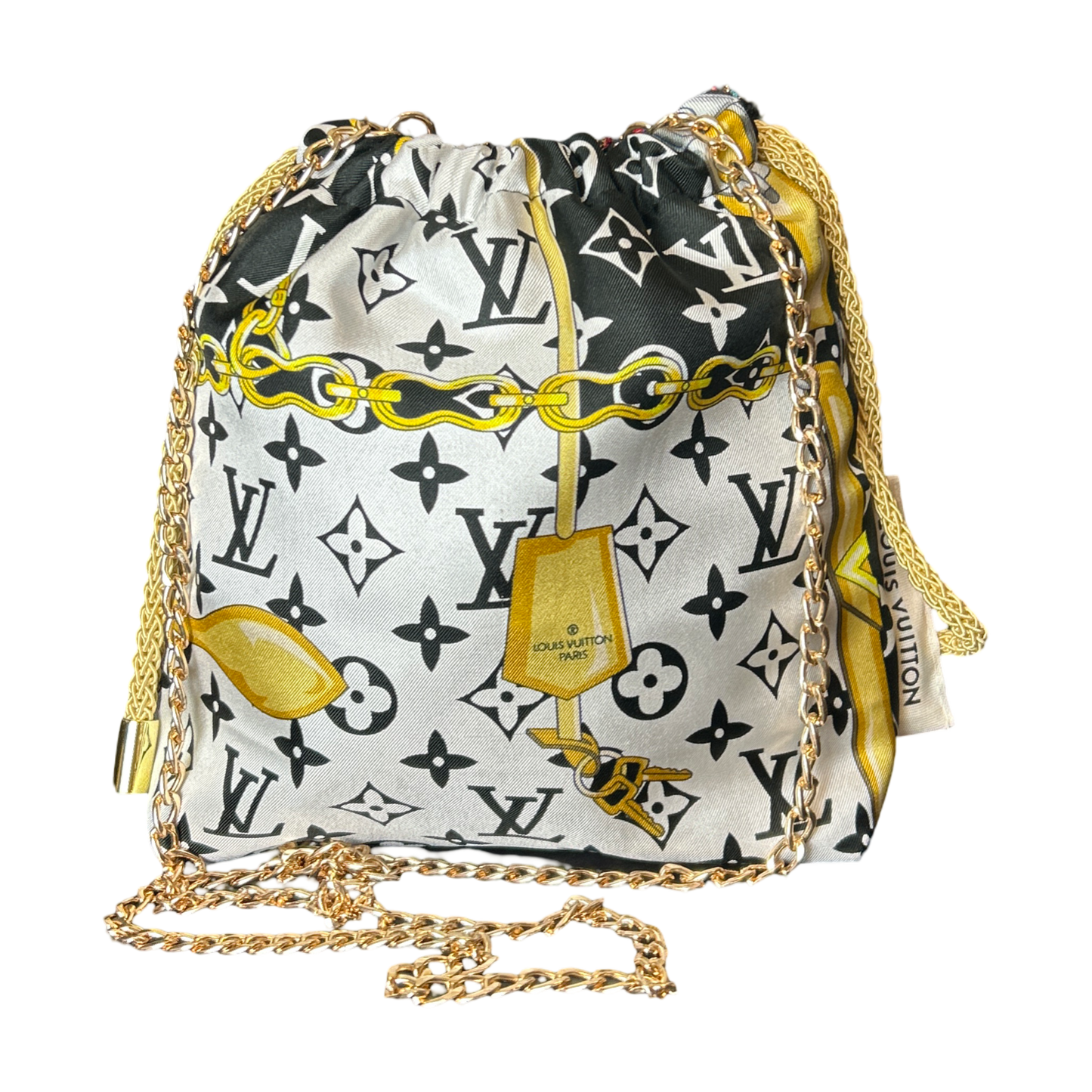 LV Monogram   Silk Scarf Drawstring Crossbody Bag