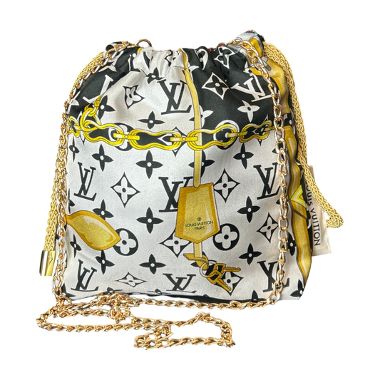 LV Monogram   Silk Scarf Drawstring Crossbody Bag