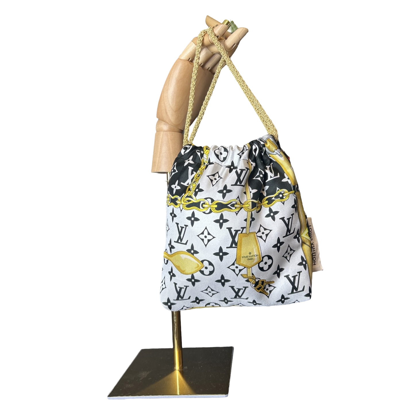 LV Monogram   Silk Scarf Drawstring Crossbody Bag