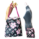 LV Monogram Flower   Silk Scarf Drawstring Crossbody Bag