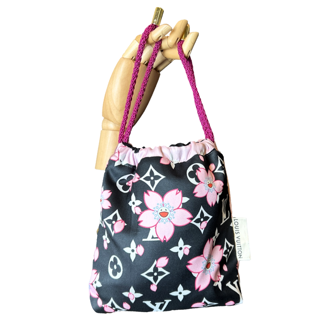LV Monogram Flower   Silk Scarf Drawstring Crossbody Bag