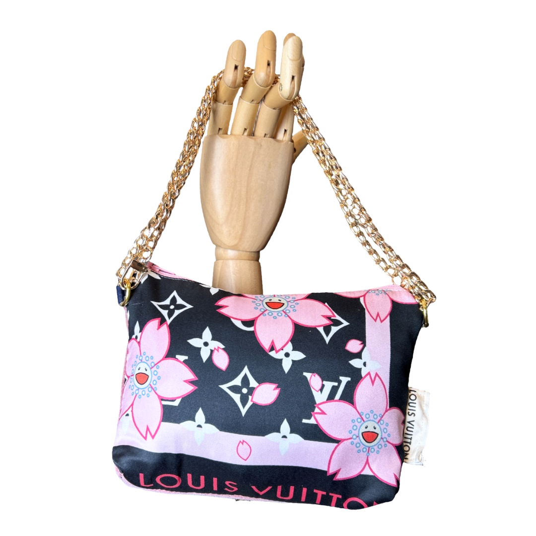LV Monogram Flower   Silk Scarf Crossbody Bag