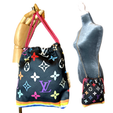 LV Monogram Noir   Silk Scarf Drawstring Crossbody Bag