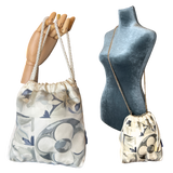 Au Fils du Temps   Silk Scarf Drawstring Crossbody Bag