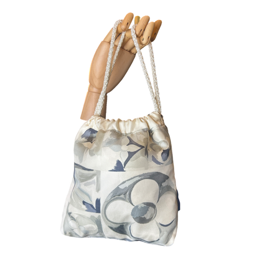 Au Fils du Temps   Silk Scarf Drawstring Crossbody Bag