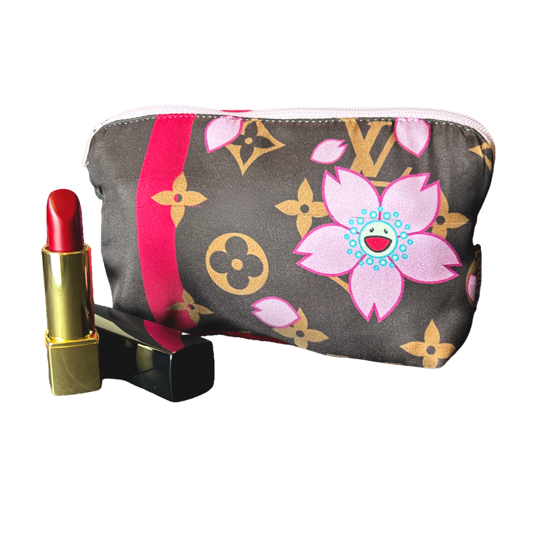 LV Monogram Cherry Blossom   Silk Scarf Beauty Bag