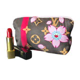 LV Monogram Cherry Blossom   Silk Scarf Beauty Bag