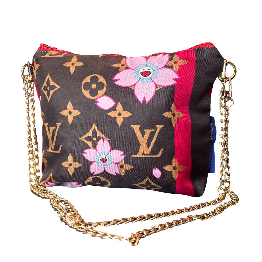LV Monogram Cherry Blossom   Silk Scarf Crossbody Bag