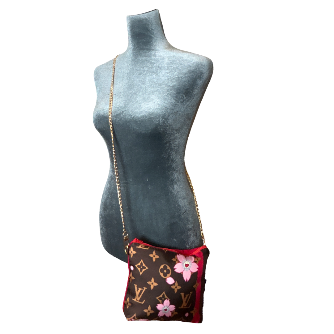LV Monogram Cherry Blossom   Silk Scarf Crossbody Bag