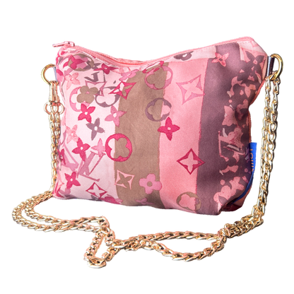 LV Tumbled Monogram   Silk Scarf Crossbody Bag