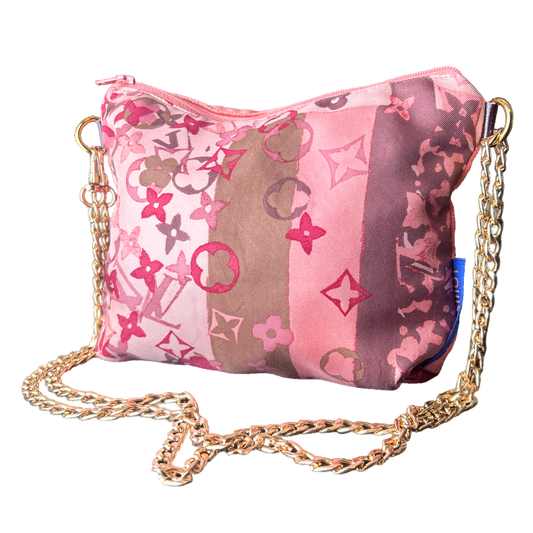 LV Tumbled Monogram   Silk Scarf Crossbody Bag